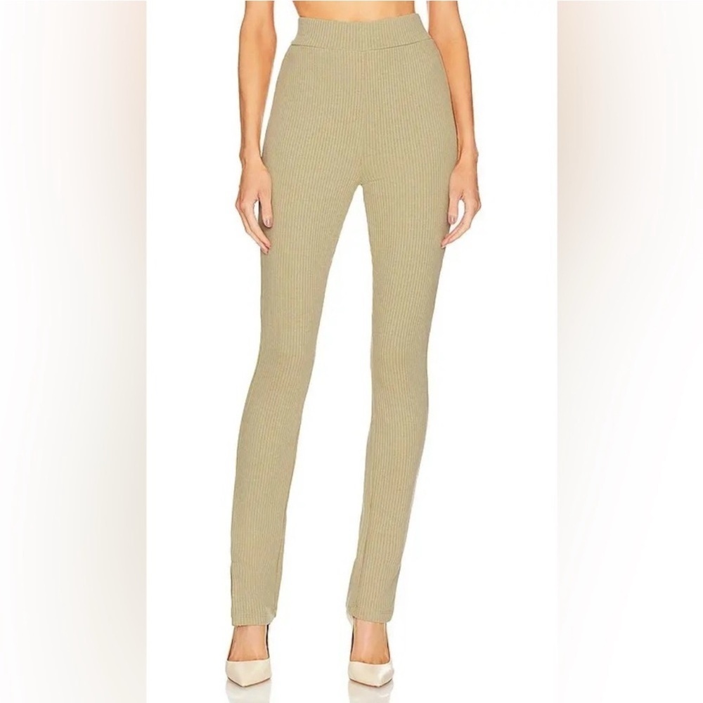 NWT WeWoreWhat Ribbed Flare Knit Pant Wide Rib Tan Oat sz XS